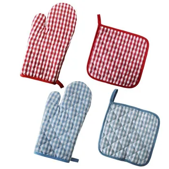 1 шт. Классические хлопчатобумажные термостойкие накладки для дома с решеткой, изоляция для кухни, выпечки, Изоляция для перчаток для микроволновой печи
