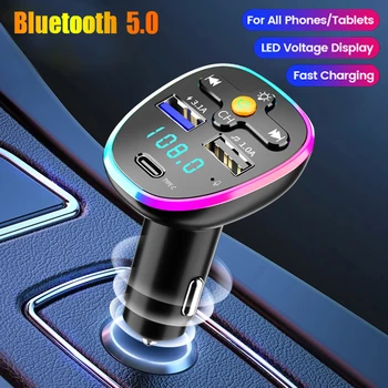 2022 Bluetooth 5,0 FM-Передатчик Громкой Связи Автомобильный Радиомодулятор MP3-Плеер Type-C Двойной USB Адаптер Супер Быстрой Зарядки для Автомобиля