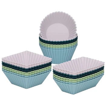 24ШТ Силиконовые формы для выпечки кексов Многоразового использования с антипригарным покрытием для кексов для вечеринок и праздников