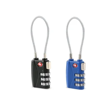 2шт Одобренных TSA кабельных замков безопасности, замков для багажа, 3-кодовых замков с паролем, навесных замков разных цветов (черный и синий)