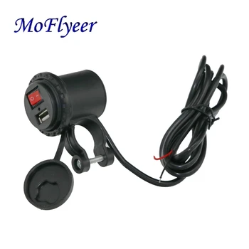 MoFlyeer Универсальный Мотоцикл Водонепроницаемый USB Зарядное Устройство Адаптер E-Велосипед Руль Питания Порт Розетка Для Телефона Ipad GPS