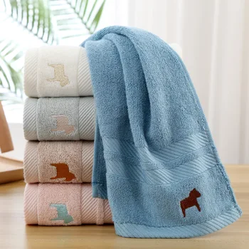 T059A Новые полотенца для домашнего отеля с вышитой лошадью из бамбуковой микрофибры, розовое шампанское, слоновая кость, быстросохнущее полотенце для лица