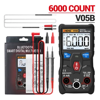 V05B Цифровой измеритель тока Bluetooth, мультиметр, амперметр True RMS с фонариком