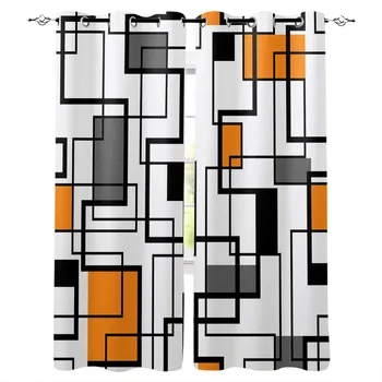 Абстрактная геометрия Современное искусство Оранжевые шторы для гостиной Детская Спальня Оконная Занавеска Балкон Холл Пользовательские драпировки Длинные Кортины