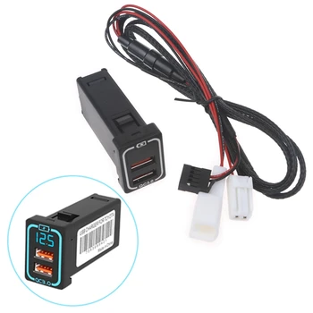 Автомобильное зарядное устройство Dual USB QC3.0 со светодиодным дисплеем вольтметра Универсальный адаптер для быстрой зарядки телефона и автомобиля Toyota