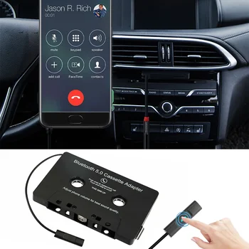 Автомобильный аудиоадаптер Bluetooth 5.0 для автомобильной кассеты с микрофоном 6 часов музыкального времени 168 часов в режиме ожидания Автомобильный магнитофон Bluetooth 5.0 с адаптером