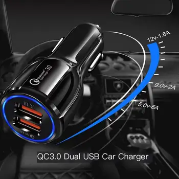 Быстрое автомобильное зарядное устройство QC3.0, Автомобильное зарядное устройство с двумя USB-разъемами, 6A Halo, Многофункциональная Автомобильная Зарядная головка для шара для боулинга, адаптер для быстрой зарядки