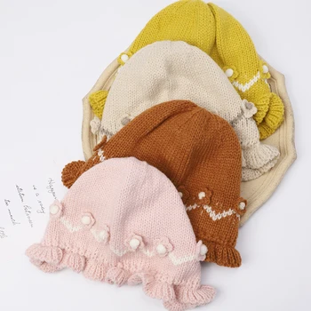 Вязаная детская шапочка, зимняя детская шапочка-бини для девочек и мальчиков, аксессуары для младенцев, детские шапочки, эластичные шапочки для защиты ушей