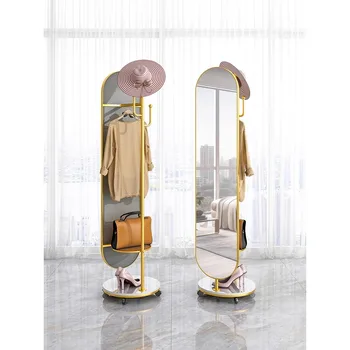 Зеркало в полный рост, туалетное зеркало, легкая роскошная ветровка, вешалка для шляп, вращающееся зеркало от пола до потолка, подвесная вешалка, integ