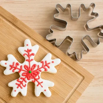 Инструменты для рождественского печенья в виде снежинок, Формочки для бисквитного пресса, Набор для глазури, Форма для штампов, Инструменты для украшения торта из нержавеющей стали