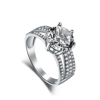 Кольцо из стерлингового серебра Karloch S925, женское Широкое кольцо в виде ниши, обручальное кольцо с имитацией шести когтей с имитацией бриллианта и циркона