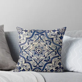 Красивая синяя португальская плитка - Azulejo, Наволочки, Декоративная подушка, эластичный чехол для дивана