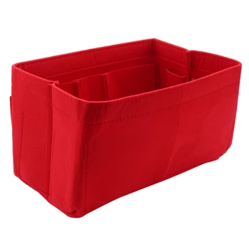 Красная домашняя сумка для хранения, кошелек-органайзер, войлочная сумка-вкладыш, органайзер для макияжа, внутренний кошелек, портативные косметические сумки для хранения, сумка-тоут