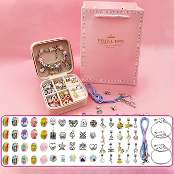 Креативный Ювелирный набор В Подарочной коробке из Бус и браслетов, 66 штук, браслеты ручной работы из бисера, лучший подарок на день рождения для девочек