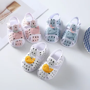 Летние сандалии для новорожденных, детская парусиновая обувь, повседневная мягкая обувь для кроватки, первые ходунки для малышей, детские сандалии для мальчиков и девочек 0-12 м