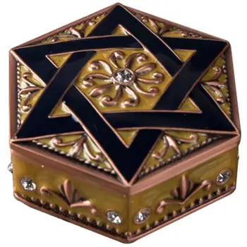 Металлическая шкатулка с шестигранной звездой, винтажное кольцо, серьги, ожерелье, коробка для безделушек, геометрический органайзер, настольный контейнер