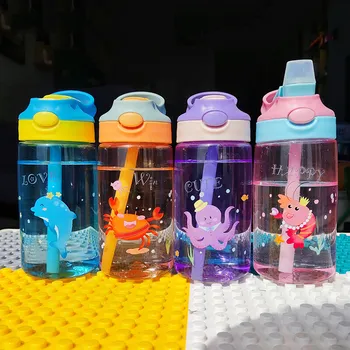 Милая бутылочка для питья, Соломенная чашка для детского сада, Маленький Мальчик, Креативные пластиковые бутылки с утиным клювом, Мультяшные Милые бутылочки для воды для детей