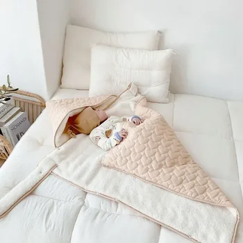 Мультяшное утолщенное одеяло для детской коляски, флисовый чехол для слинга, обертывание для новорожденных, Утолщенное зимнее теплое Мягкое Стеганое одеяло