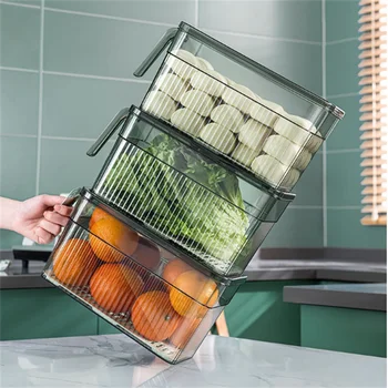 Новый ящик для хранения в кухонном холодильнике с ручкой, более хрустящая пищевая отделка, прозрачный пластиковый ящик для хранения