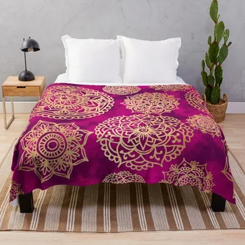 Розовое и Золотое покрывало с рисунком Мандалы, винтажные декоративные одеяла для диванов, диваны для декора, покрывала для диванов