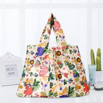 Сумка-тоут, экологичная сумка для покупок большой емкости, портативная квадратная складная пляжная сумка с принтом, для использования в отпуске
