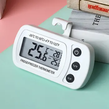Цифровой термометр для морозильной камеры, Максимальная/ Минимальная запись, Водонепроницаемый Мини-термометр, Большой ЖК-дисплей с магнитной спинкой и крючком для домашних баров, кафе